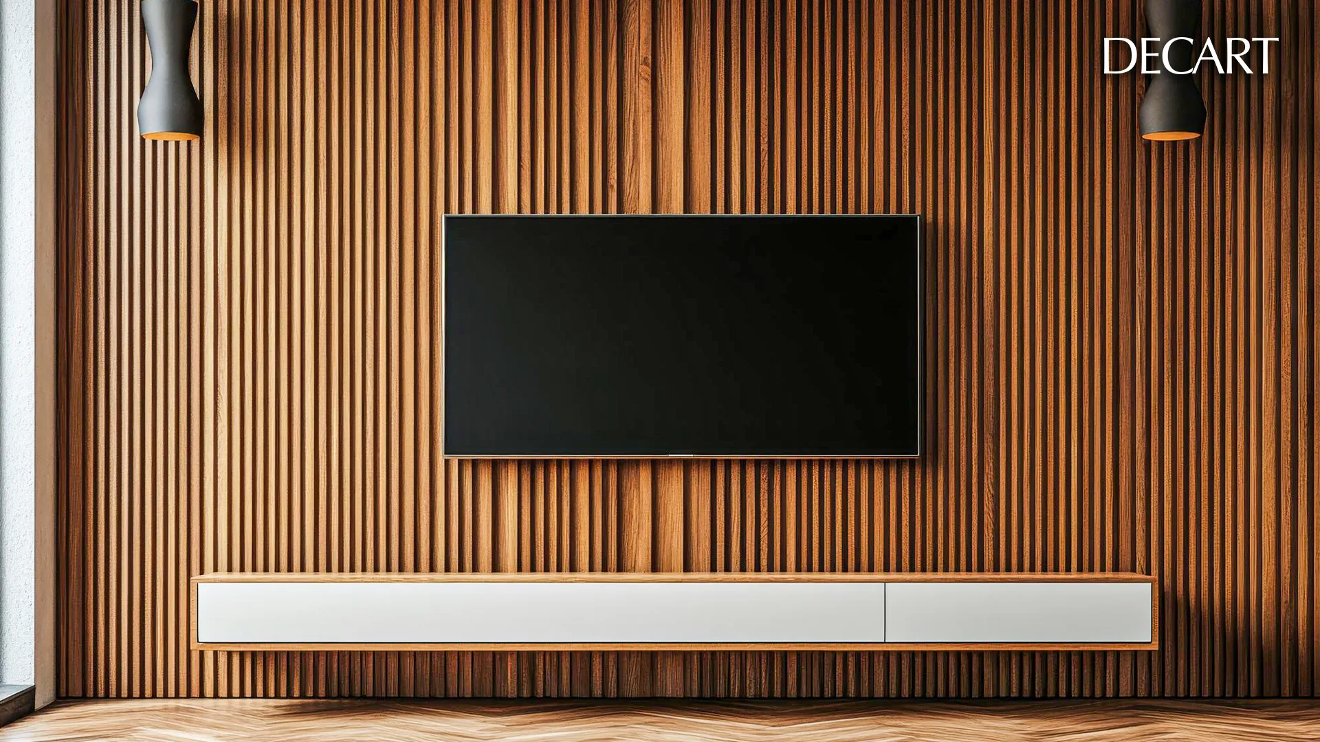 قاب بندی دیوار پشت تلویزیون-decart-دکارت