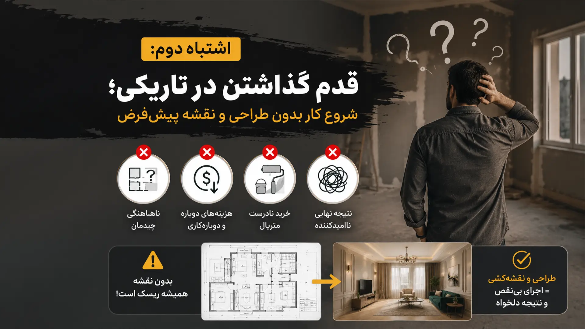 اشتباه دوم-قدم گذاشتن در تاریکی-شروع کار بدون طراحی و نقشه پیش ‌فرض-دکارت استور-decart store