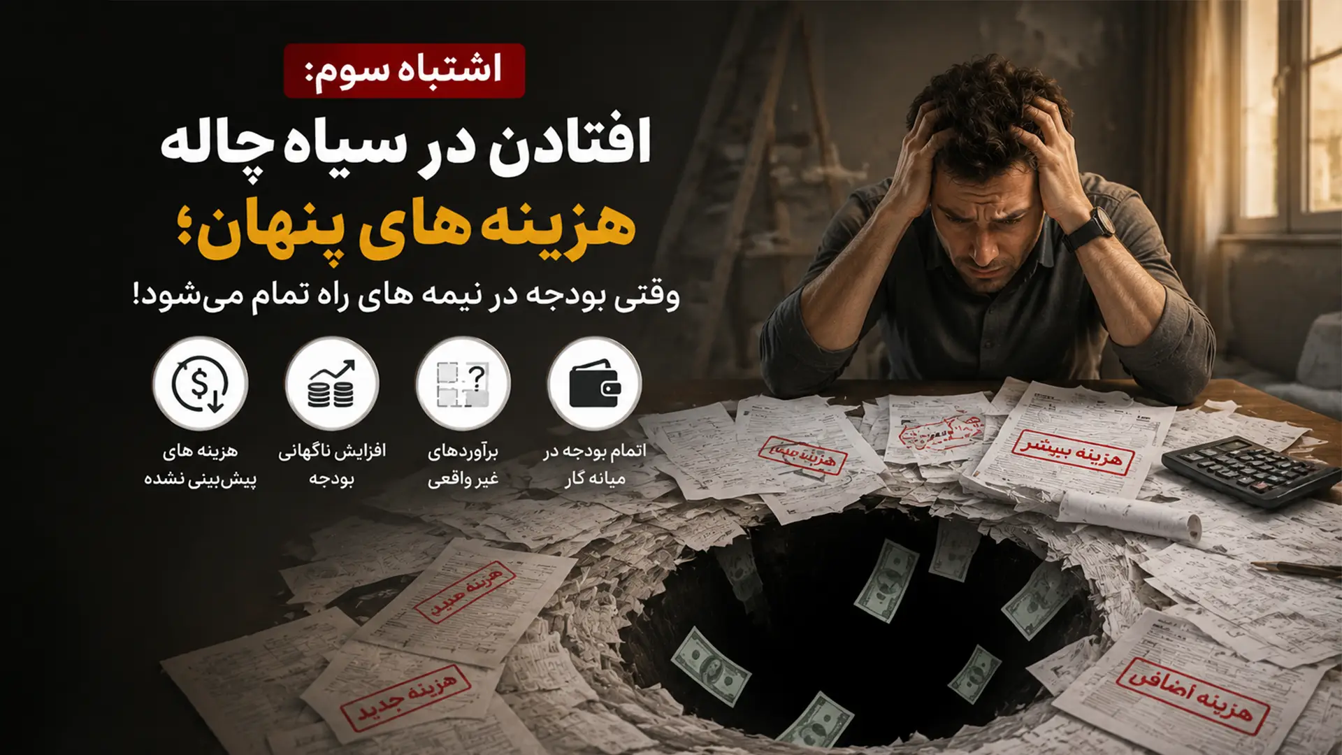 اشتباه سوم-افتادن در سیاه ‌چاله هزینه ‌های پنهان-وقتی بودجه در نیمه ‌های راه تمام می ‌شود-دکارت استور-decart store
