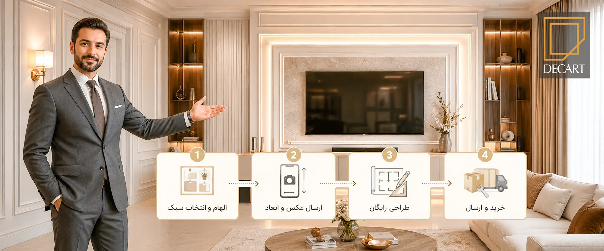 دکارت استور-decart store-از دیوارهای ساده تا شاهکارهای کلاسیک-مراحل گام ‌به ‌گام دریافت خدمات طراحی و خرید از دکارت استور