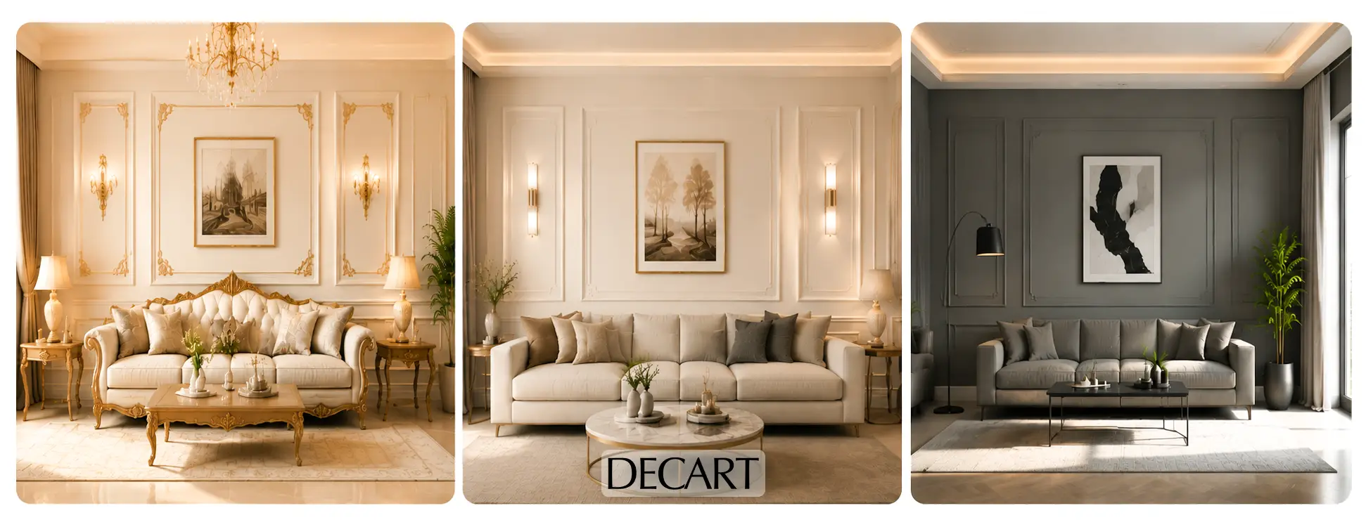 قاب‌ بندی دیوار پشت مبل؛ از ایده تا اجرا-دکارت استور-Decart store-کدام سبک قاب ‌بندی برای شما مناسب است